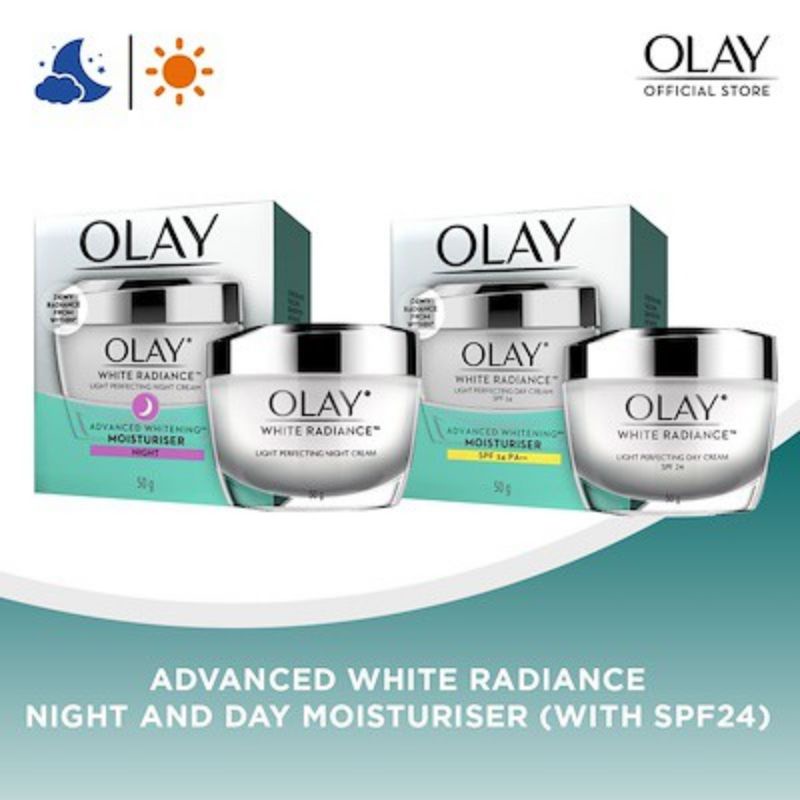 PAKET OLAY White Radiance Whitening DAY +NIGHT CREAM 50gr - Olay Set