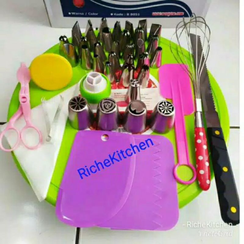 paket dekorasi kue tart spuit meja putar cake tart murah