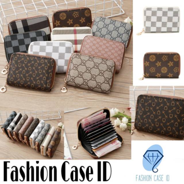 Dompet Kartu Dompet Wanita Resleting Motif Tikar Kulit 