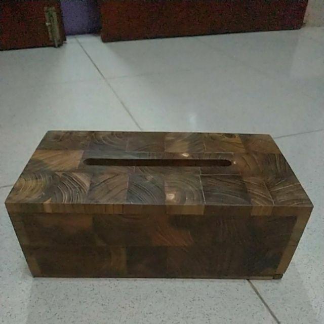 Kotak Tisu Kayu Jati / Tempat Tissue Kayu Jati Susun Mozaik 24x13x9 Cm