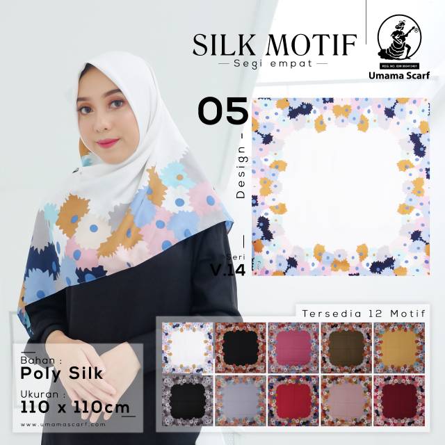 Hijab jilbab SEGI EMPAT SILK MOTIF MURAH