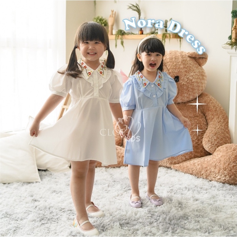 CLOEVKIDS - Nora Bloom Dress Casual Anak Pakaian Gaun Cantik Terusan Lengan Pendek Cewek Anggun