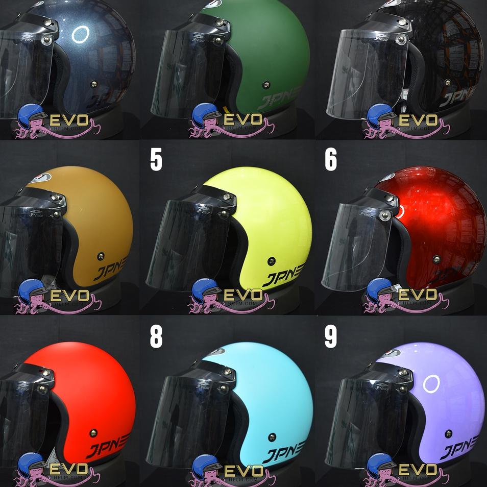 Update Terbatas HELM JPN BOGO ORIGINAL SNI KACA DATAR ORIGINAL FLAT VISOR HITAM BENING - HELM JPN RETRO