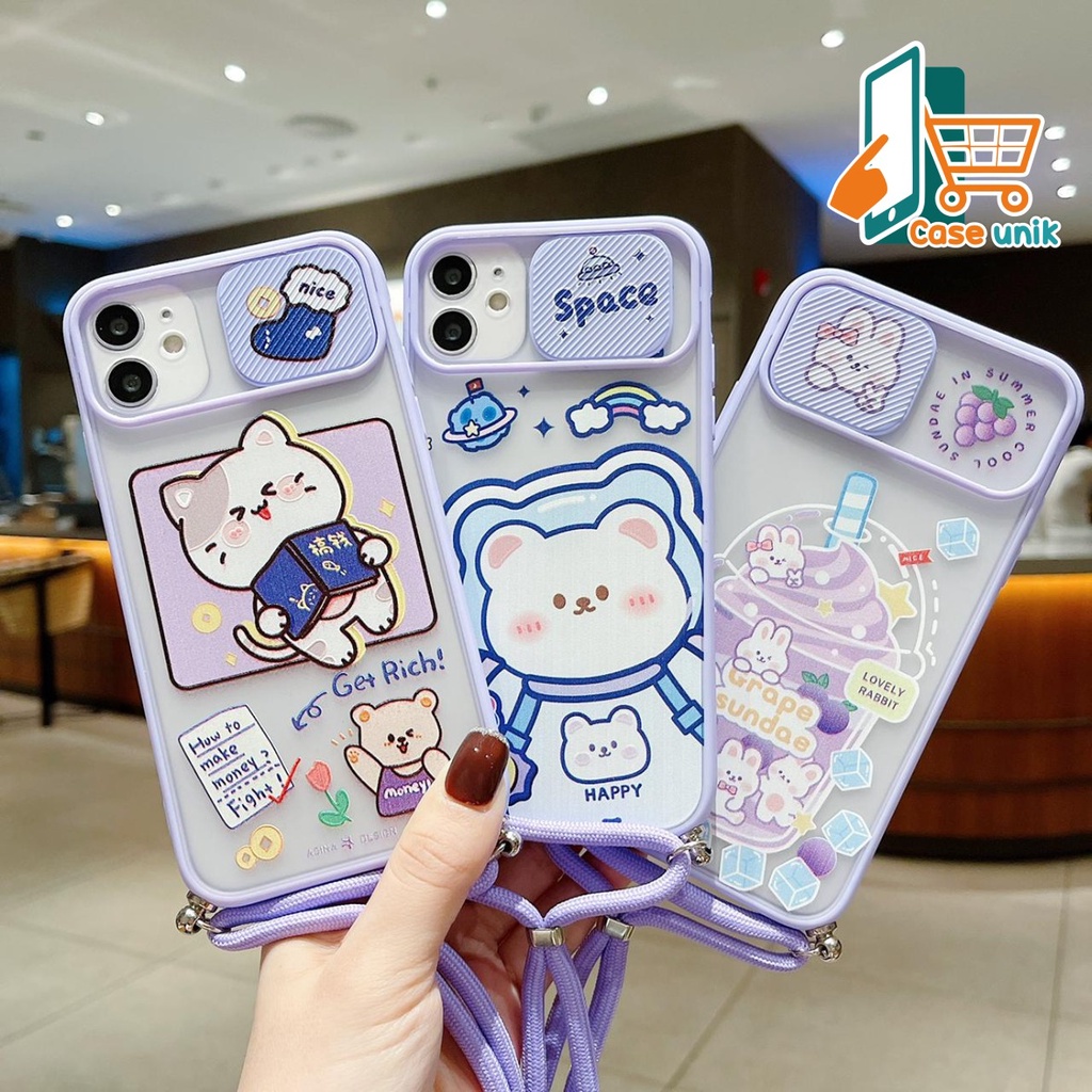 SS197 SOFTCASE SLINGCASE LAYARD  SLIDE KARAKTER SAMSUNG A21S A31 A51 A50 A30S A50S A12 A52 CS3528