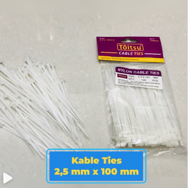 2,5 x 100 mm Kabel Ties Cable Tie Pengikat Kabel / Makanan Barang Putih