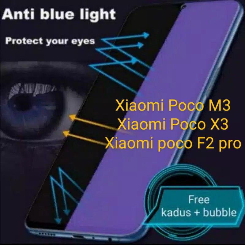 Xiaomi Pocophone Poco M3 X3 F2pro Antigores Antiblue Tempered Glass Screen Guard protector TG