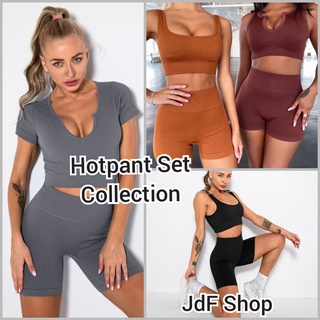 JdF Shop - Hotpant Sport Ribbed Set Collection / Setelan Pakaian Olahraga Celana Pendek Short