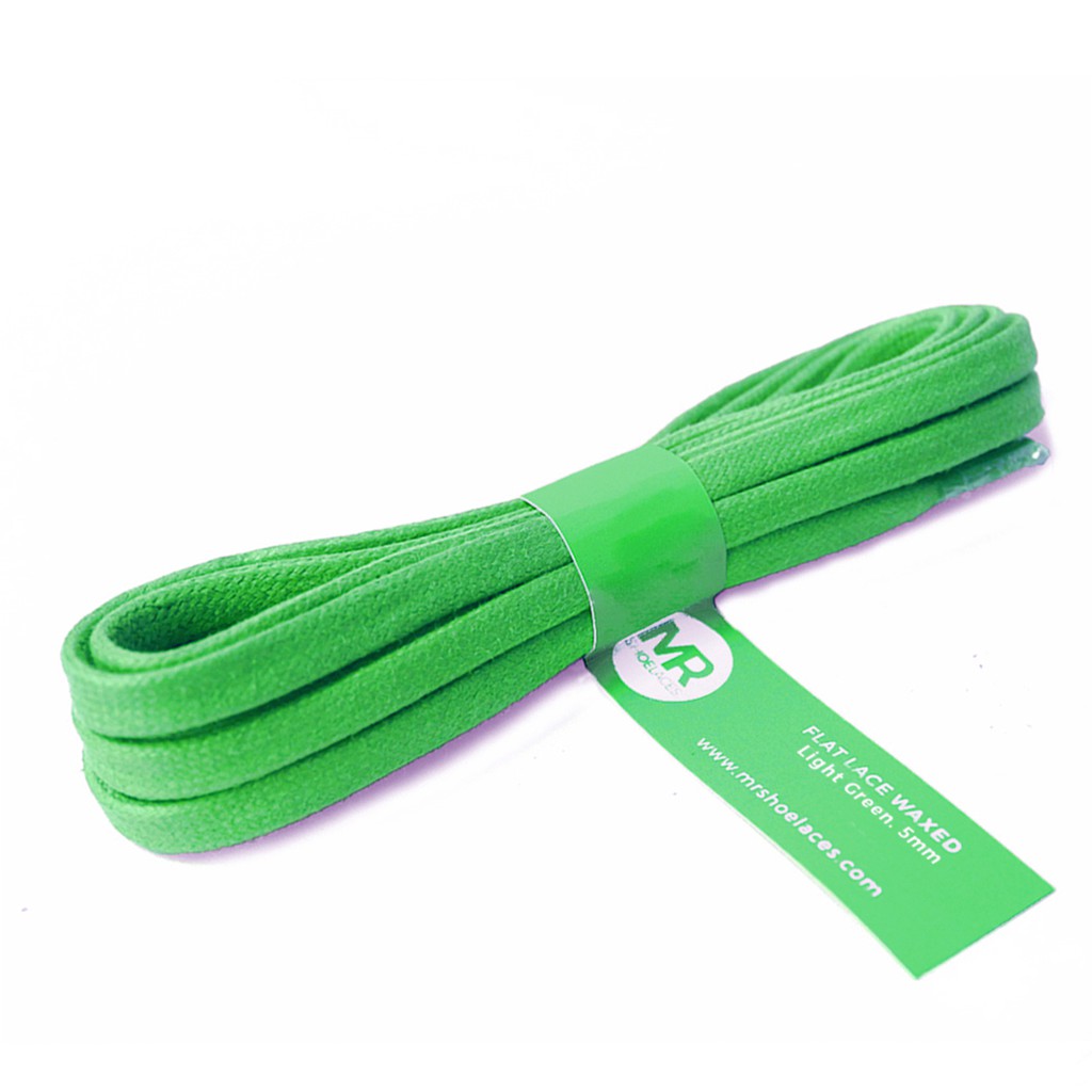 MR Shoelaces FL28 Light Green (Hijau) Tali Sepatu Lilin 5mm Gepeng Flat Pipih (Waxed Laces) 90cm 100cm 120cm 150cm 180cm 200cm (Waxed Laces) - Premium Shoelace