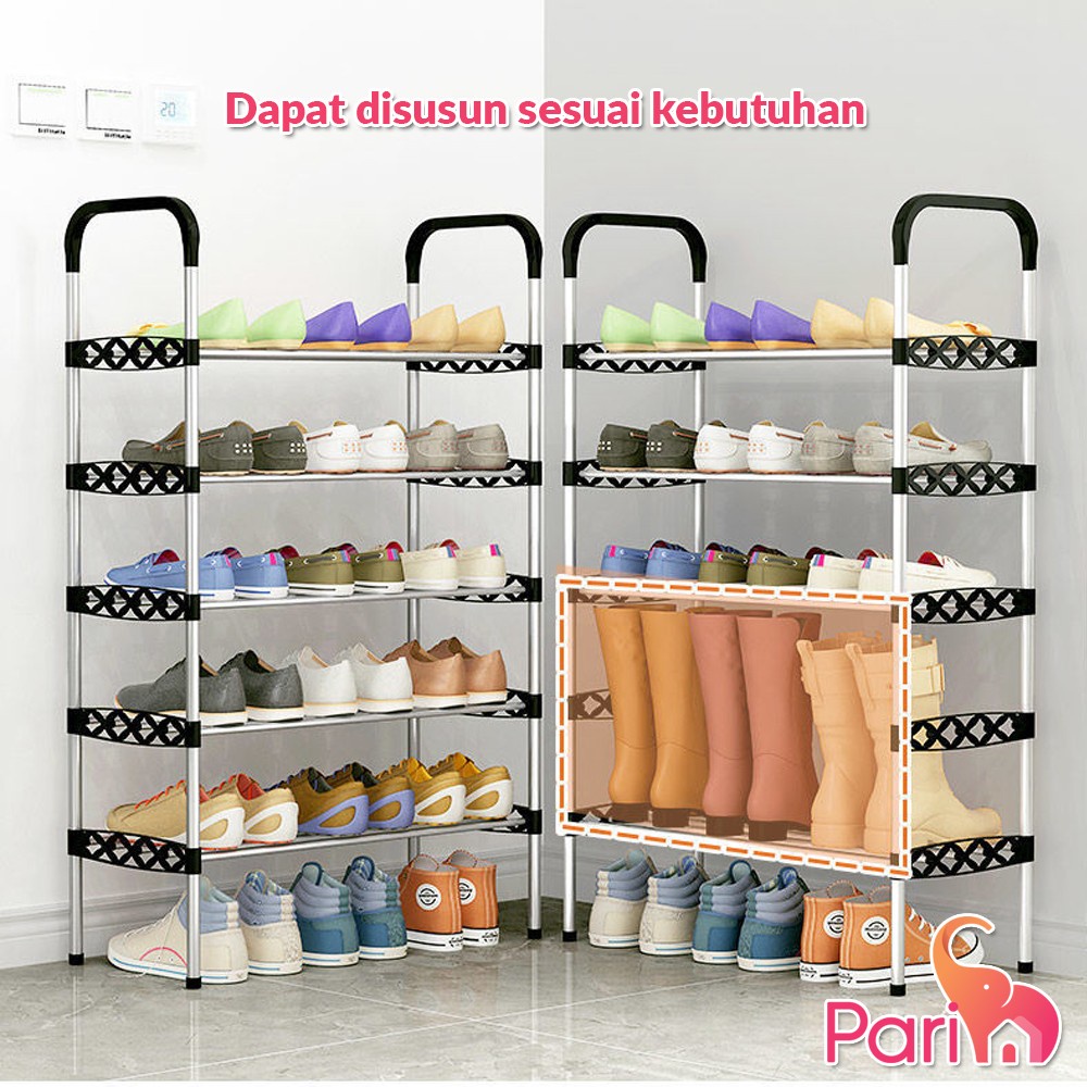 PARIM Rak Sepatu 4 Tingkat dan 5 Tingkat Tempat Sepatu Sandal Rangka Besi PR-220