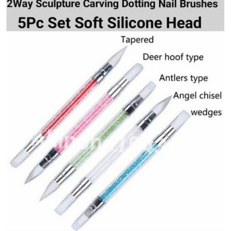 Silicon Pen Set Carving Nail art 3d 4d Kuas Silikon / Kuas Silikon / Silicon Brush Nail Tools