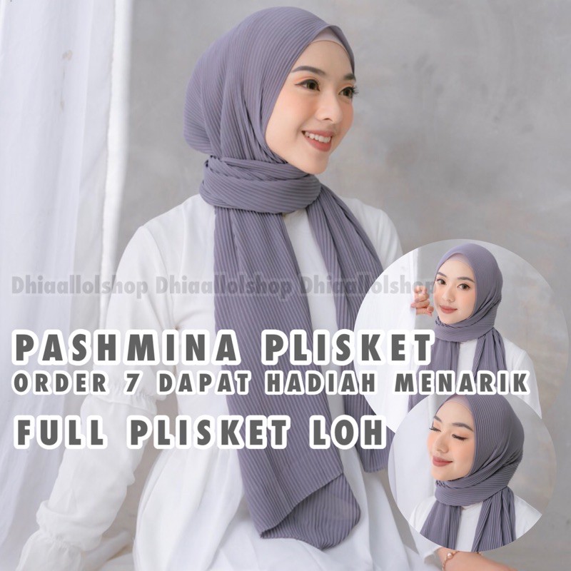 dhia - Pashmina Plisket Full / Pasminah Plisket Murah / Pasmina Ceruty Polos / kerudung plisket