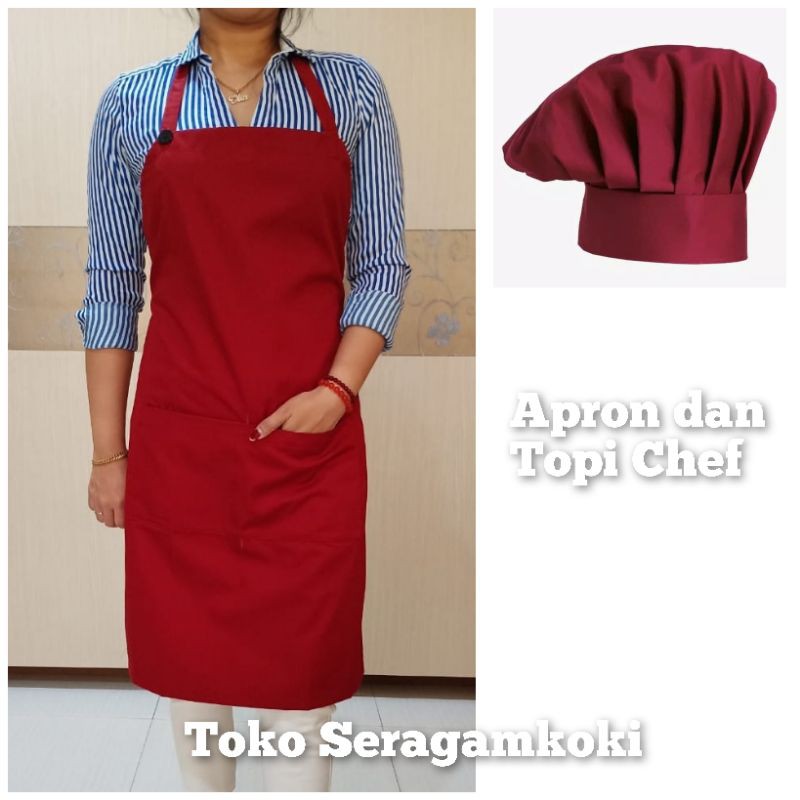 Celemek Apron dan Topi Chef