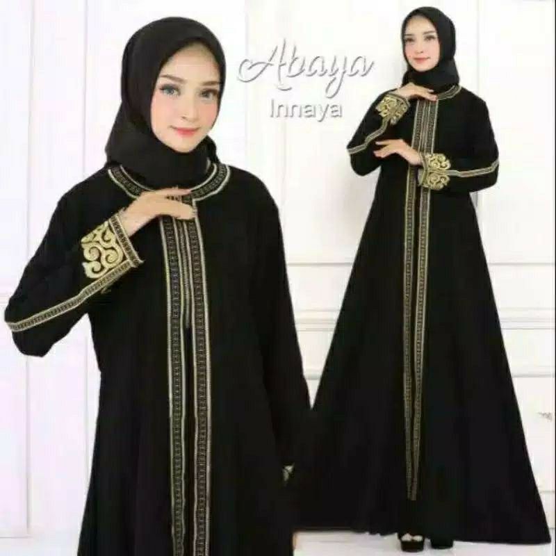 GALLERY EXCLUSIVE ABAYA HITAM GAMIS INNAYA ( RESLETING DEPAN BUSUI )