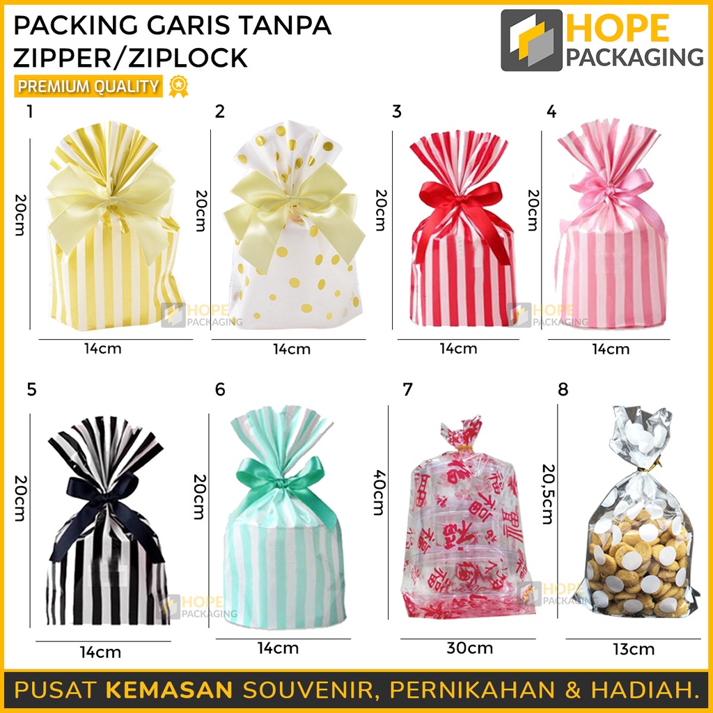 [ 20 PCS ] paling murah Kemasan plastik opp motif Putih  Plastik Makanan Lucu Packing Cookies Snack Garis