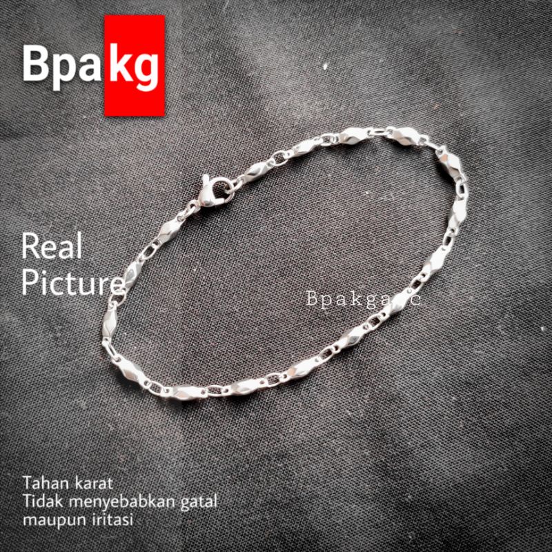 Gelang tangan titanium wanita Anti karat silver simple besi putih asli Gelang titanium cewek cantik