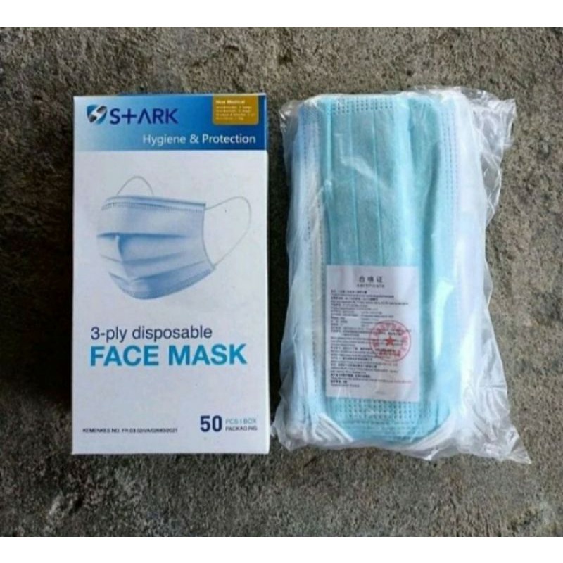 Masker 3Ply Isi 50PCS 1 BOX Disposable Protective Mask Earloop Pelindung / Anti Bakteri