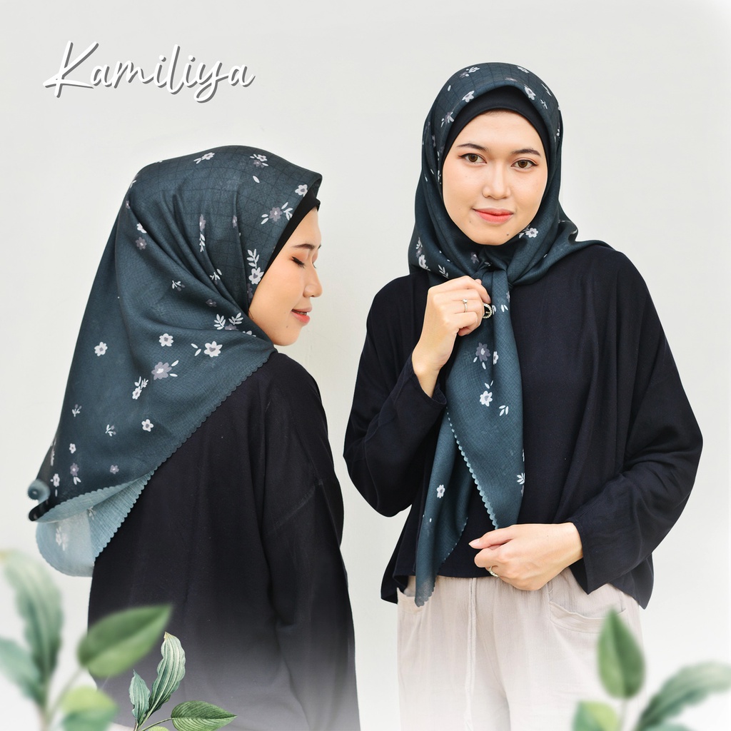 Hijab Azhaara Flower | Jilbab Segi Empat | Kerudung Motif