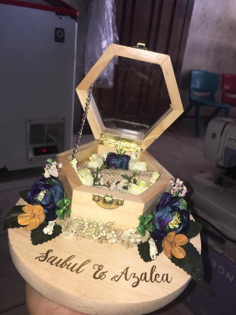 Ready Stock! Ring Bearer, Ring Box, Kotak Cincin, Seserahan -  Rustic Dengan Nama.