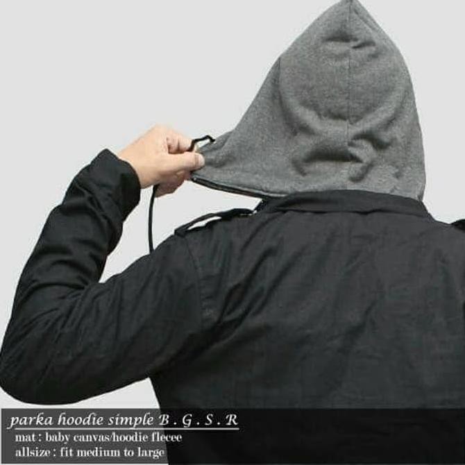 JAKET COWOK JAKET PARKA PRIA HOODIE HITAM KEREN
