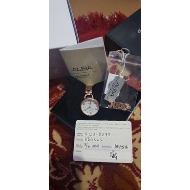 Jam tangan wanita ALBA Type AH7Q36X1 stainless steel rose gold "garansi 1 tahun"
