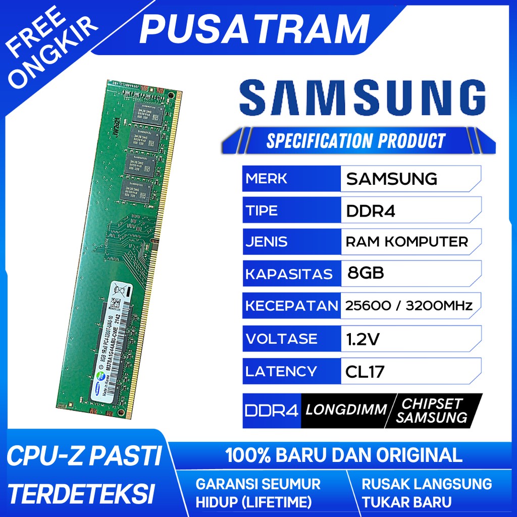 RAM PC SAMSUNG DDR4 8GB 25600 / 3200 MHz ORI RAM NB DDR4 8GB 3200 MHz