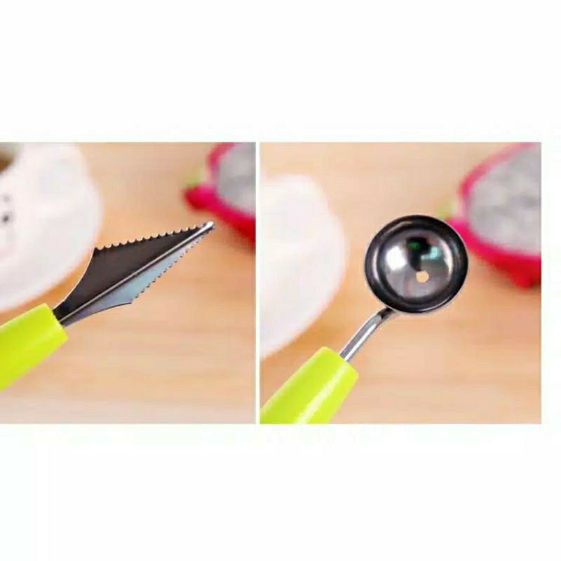 BluePink Alat Dapur Pisau Buah 2 Sisi Kerokan BUah Scoop-7