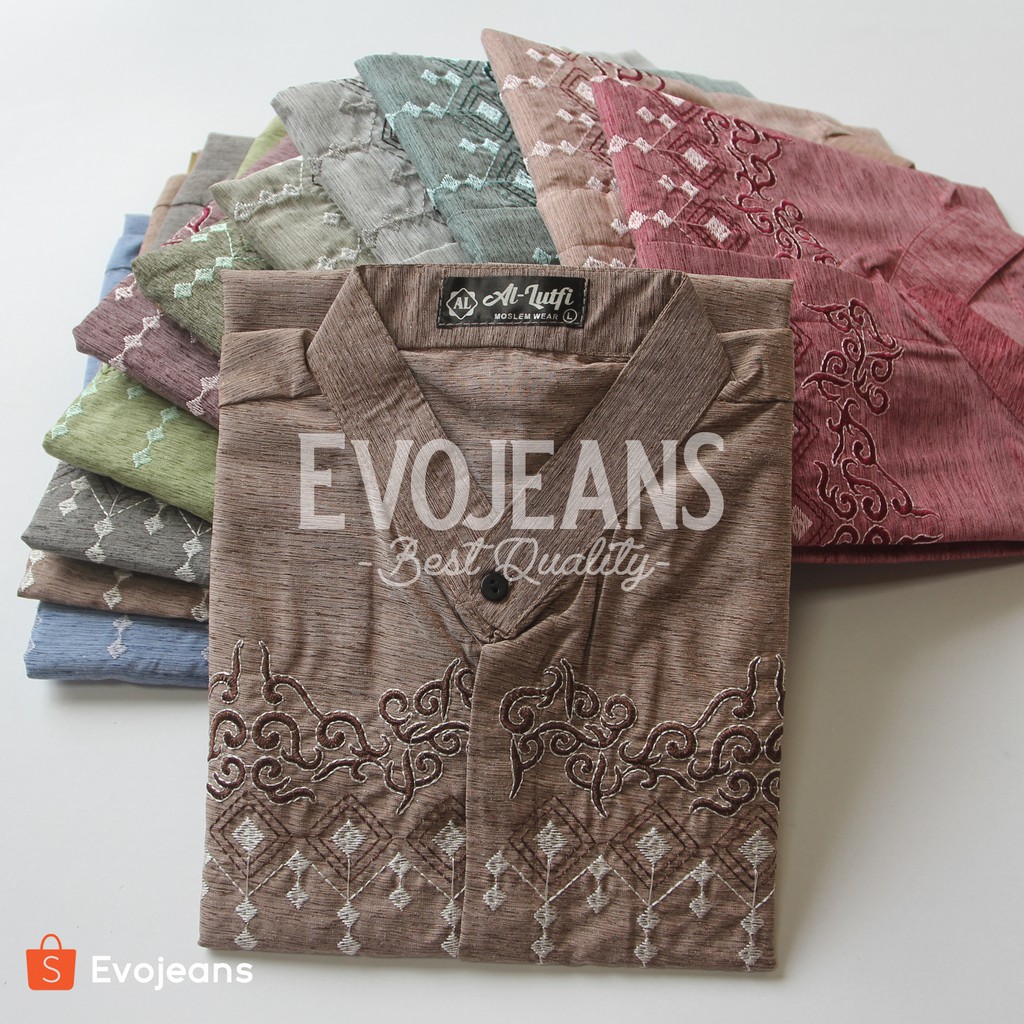 Evo Jeans - Grosir Baju Koko Terbaru Lengan Pendek Motif Bordir Bahan Katun Triji Premium