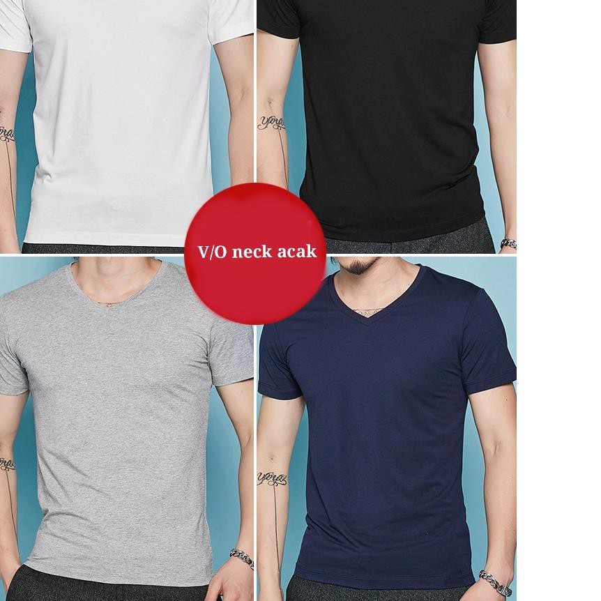 ♥ KAOS POLOS COTTON COMBED LENGAN PENDEK PRIA O/V -NECK REGULAR FIT ♘
