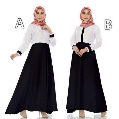 Setelan Baju Gamis Seragam PDH Hitam Putih Guru Wanita Stelan Baju Seragam Putih Hitam PNS Pemda Gur