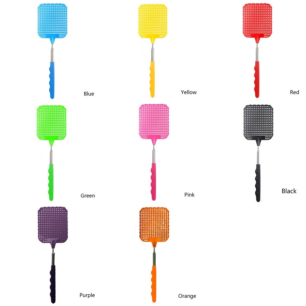 SUYOU Plastic Fly Swatter Household Stainless Steel Handle Flyswatter Home &amp; Garden Mini Extendable Cleaning Tools Indoor Dusters/Multicolor