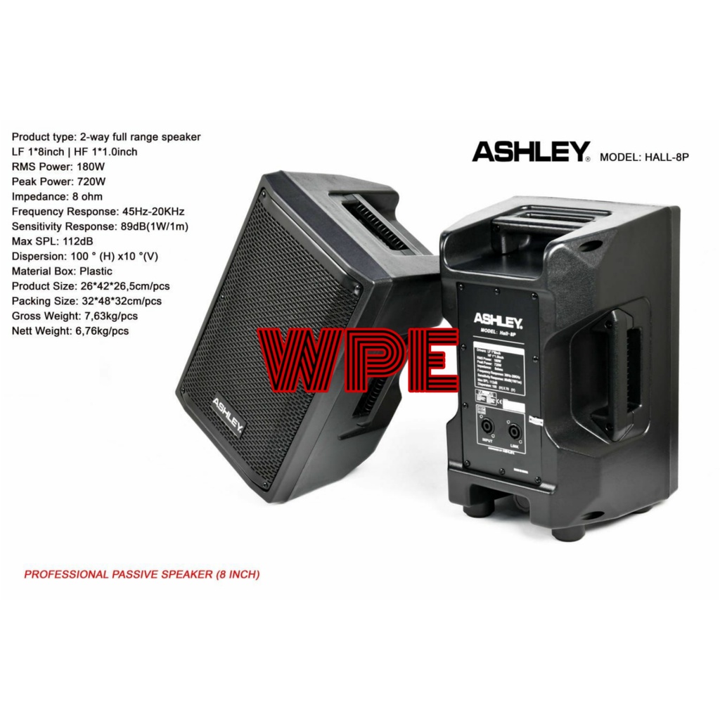 speaker pasif ashley hall 8p / ashley hall 8p original 8inch