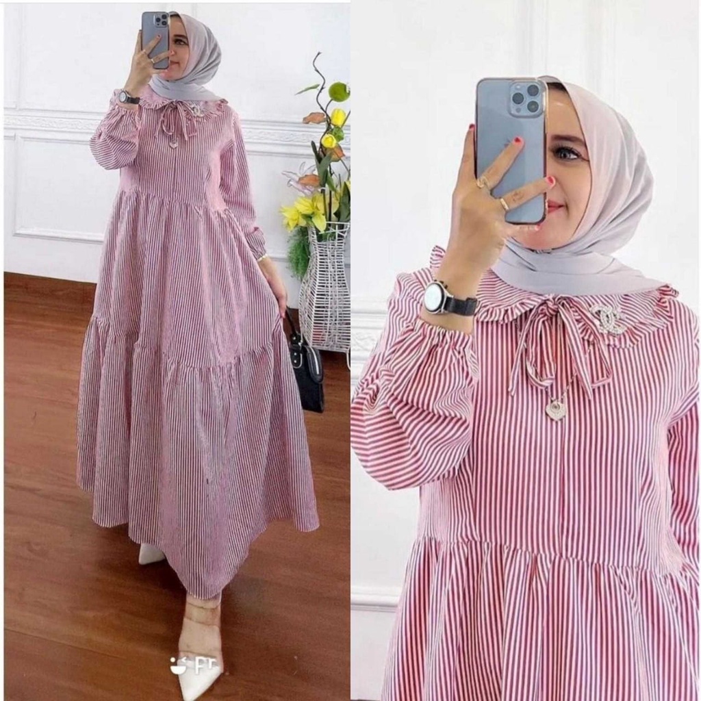 3 UKURAN L XL XXL DRESS TYARA SALUR FASHION PAKAIAN WANITA GAMIS MAXY BAHAN KATUN EDHM