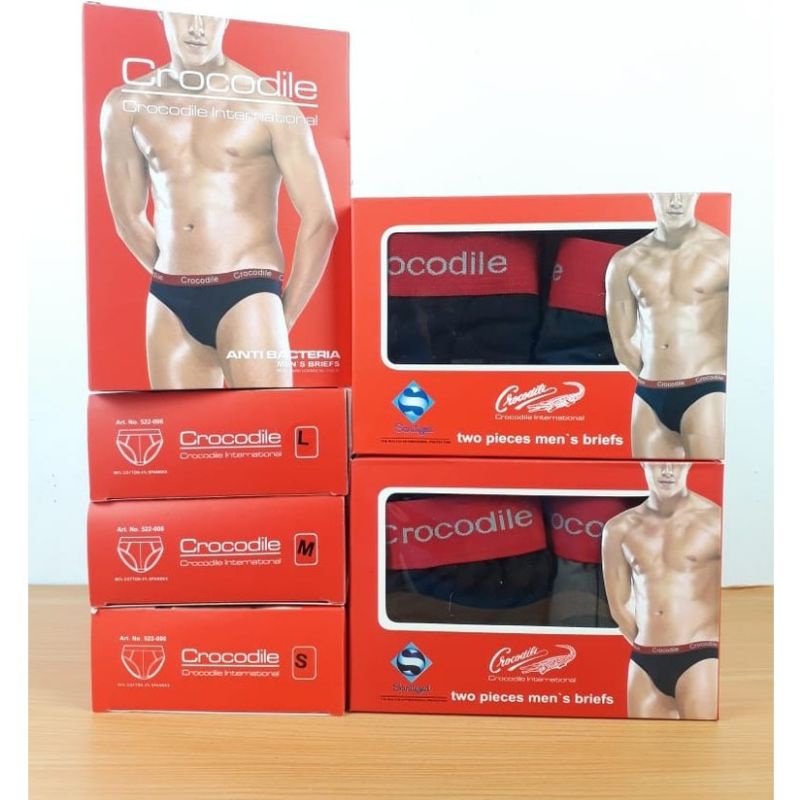 CD PRIA ANTI BACTERIA KARET PINGGANG BOXER  MEREK CROCODILE 521-006 ORIGINAL/ SEMPAK PRIA CROCODILE 