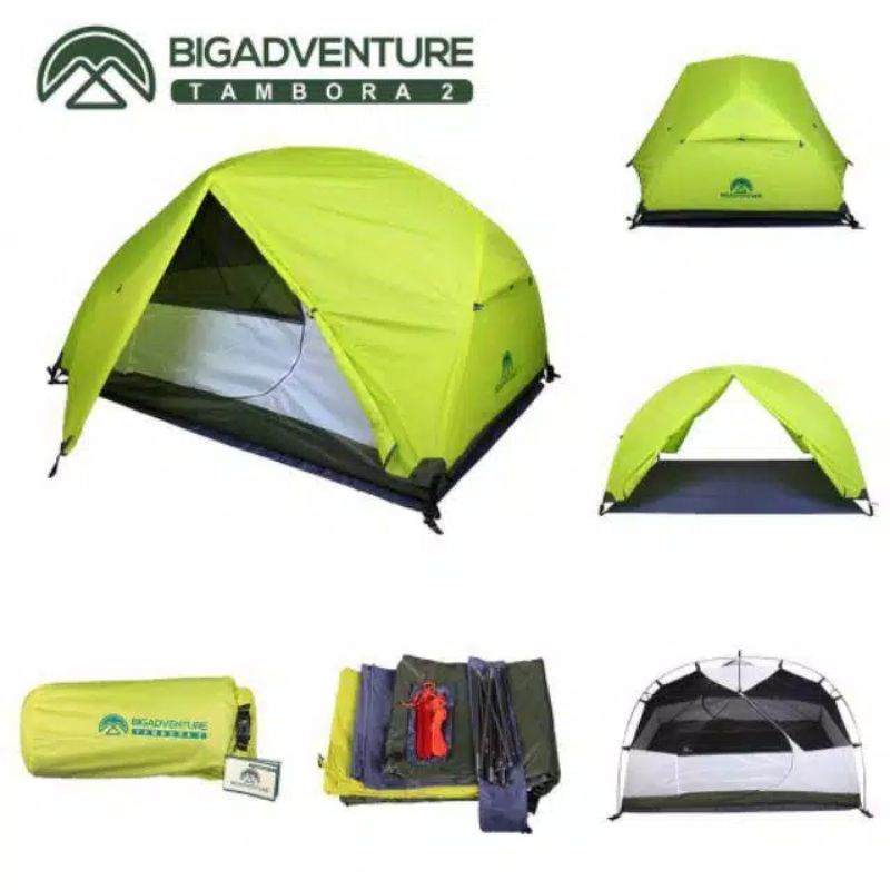 Tenda Big Adventure Tambora 2 Orang Camping Outdoor Hiking Dome Tent Original