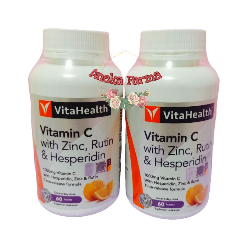 Vitamin C 1000mg, Zinc+, Rutin, & Hesperidin isi 60 tablet time release Vitahealth