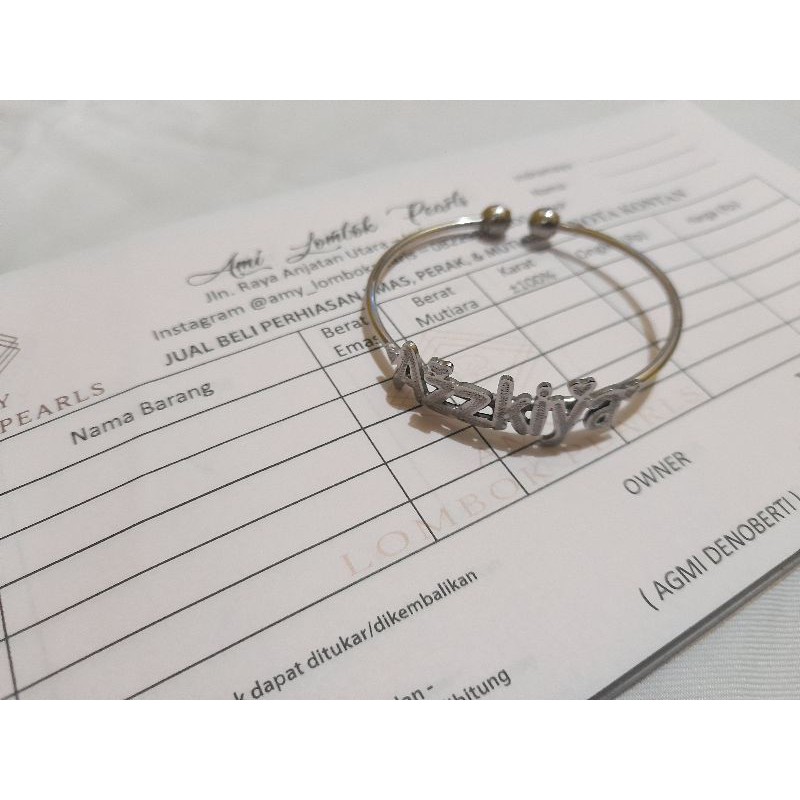 Gelang Nama Lapis Emas 24 karat