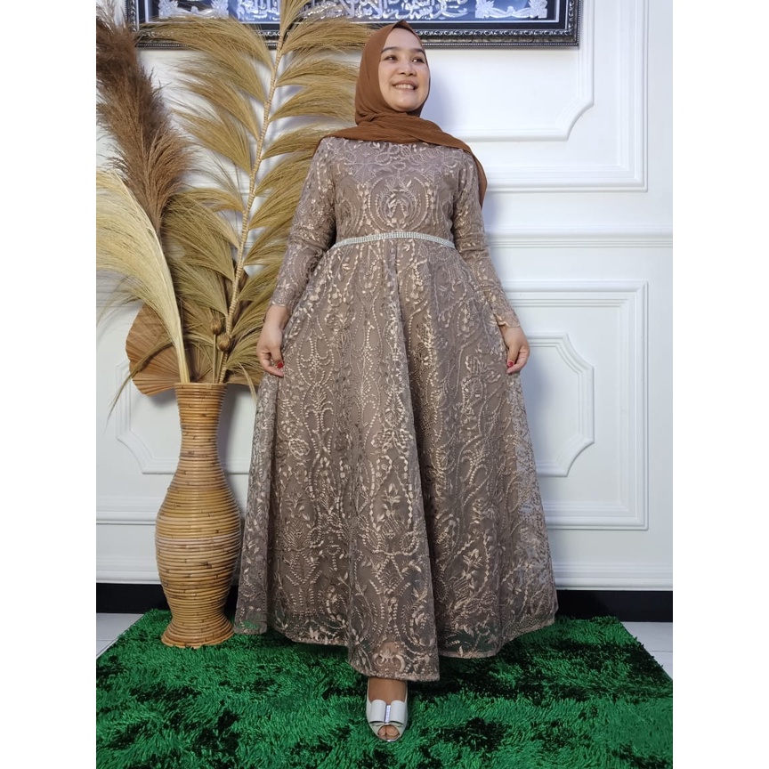 Kebaya Gamis Ria Ricis LR / Gamis Kebaya Pesta Kondangan / Baju Gamis Kondangan / Dress / Kebaya Brokat / Fashion Muslimah / Dress Kebaya