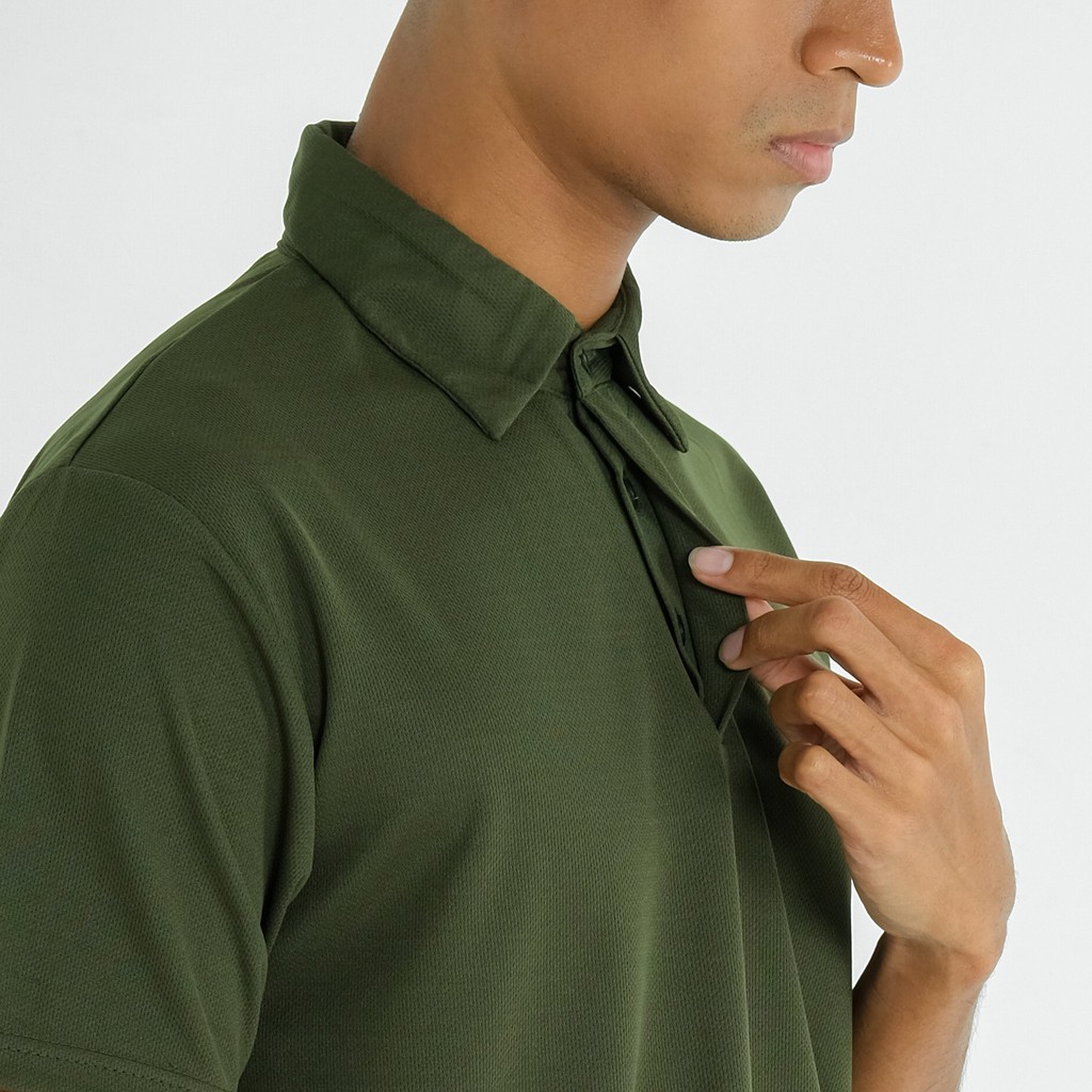 DONSON Kaos Polo Polos Kasual Olahraga Extra Fine Polyester Warna Army