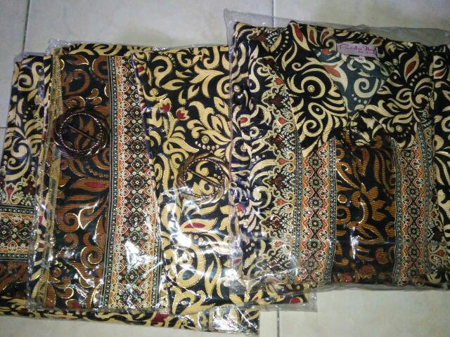 Batik Couple Sarimbit Couple Kutubaru Balotelly/ Baju Kondangan/ Brukat Motif Kamboja Gold