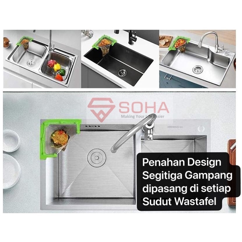 ART-017 Jaring Saringan Wastafel Dapur Kitchen Hanging net anti mampet segitiga saringan sudut Dapat