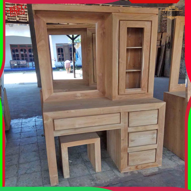 Meja Rias Kota Minimalis Kayu Jati Mentahan mebel jepara
