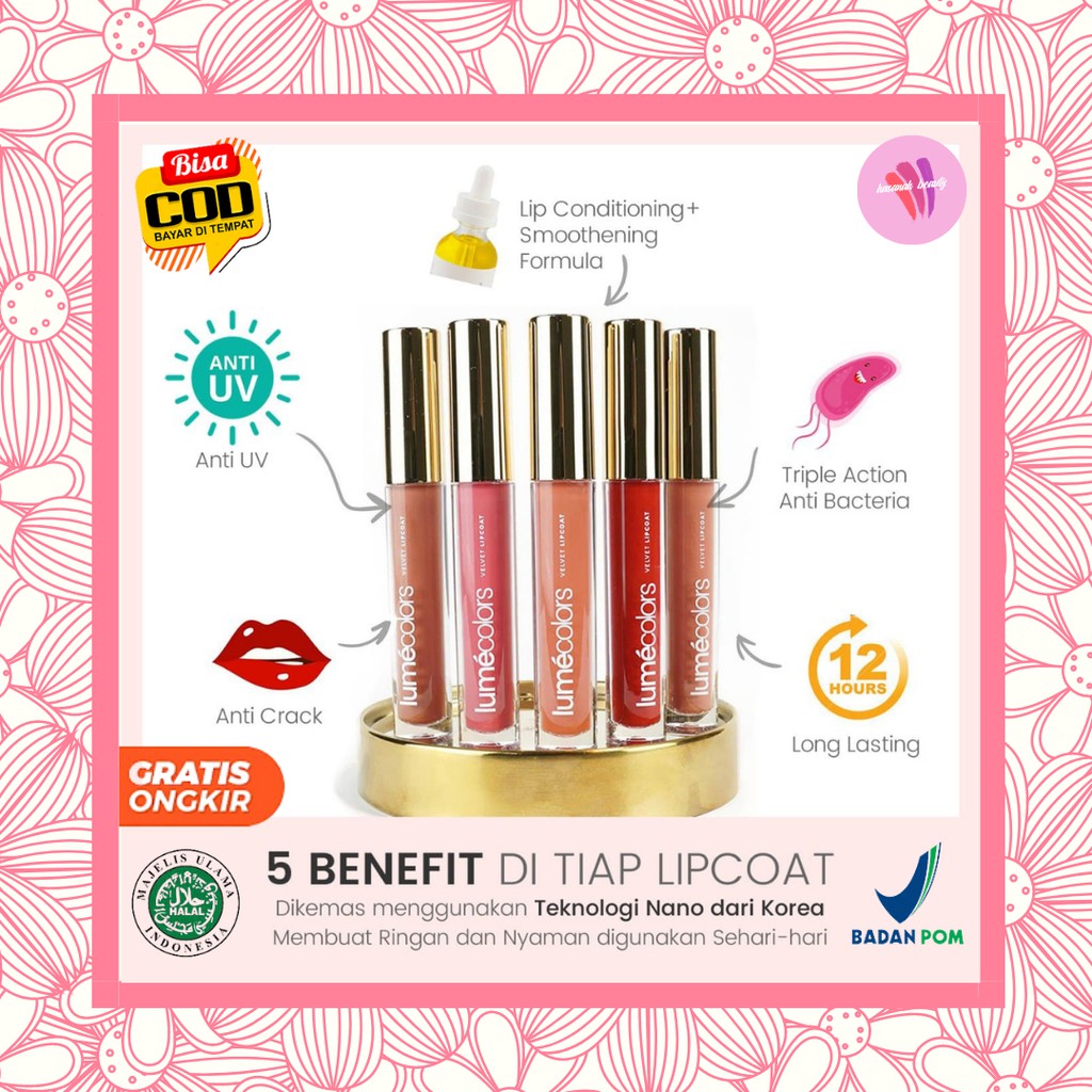 Lumecolors Velvet Lipcoat Lume Kosmetik Bibir Lipstik Lipstick Lip Liquid Matte Color Nude Gincu Kis