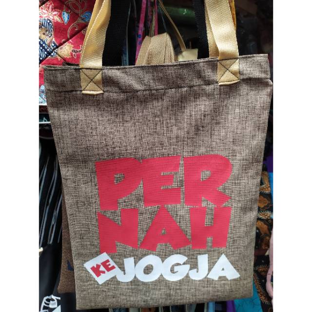 (BISA COD) TAS TOTE BAG KHAS JOGJA BERWARNA UKURAN 35x25 cm - SOUVENIR JOGJA UNTUK PRIA WANITA