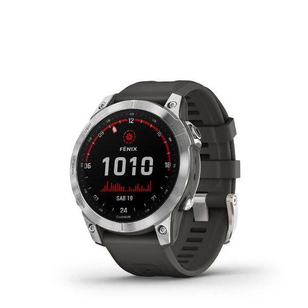 Garmin Fenix 7 Silver with Graphite Band - Garansi Resmi TAM 2 Tahun