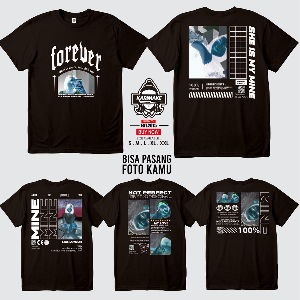 KARIMAKE Kaos Baju CUSTOM FOTO NEGATIF STREETWEAR BISA REQUES DESIGN PACAR KALIAN Kaos Distro