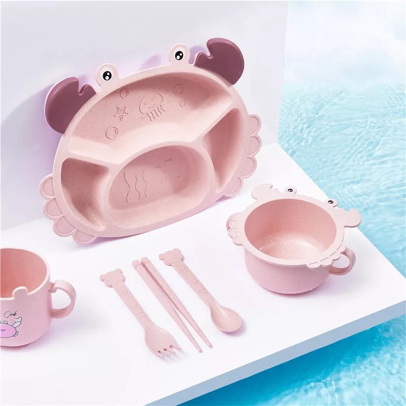 Tempat Makan anak lengkap dan murah SET Perlengkapan makan anak gambar Crab Tableware anak murah