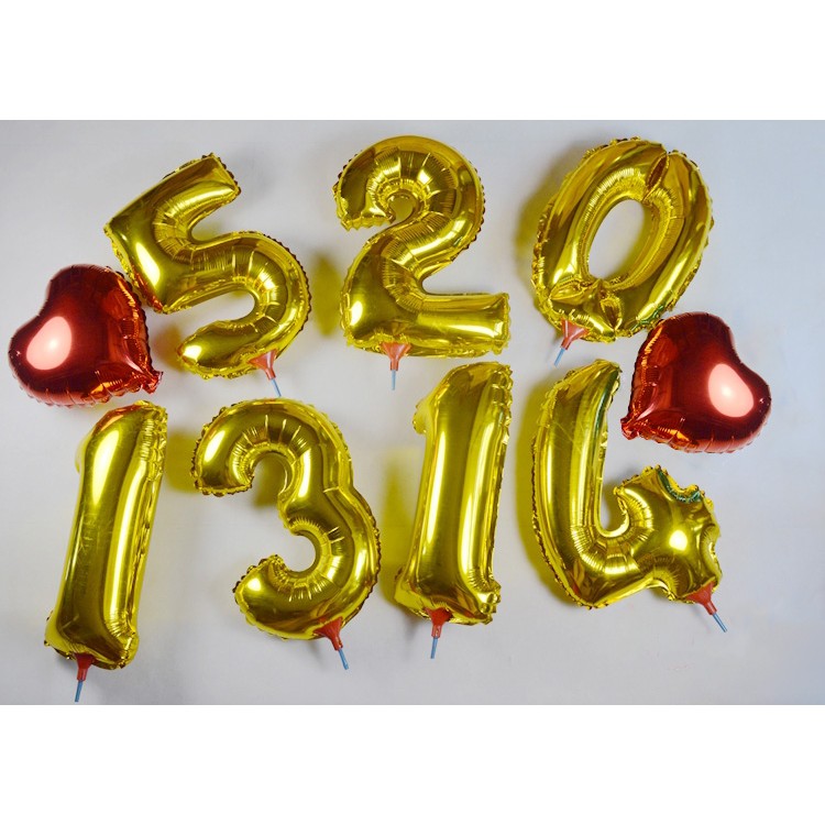 balon foil angka 0-9 / number 0-9 golden foil balloon (3J1) HBL004