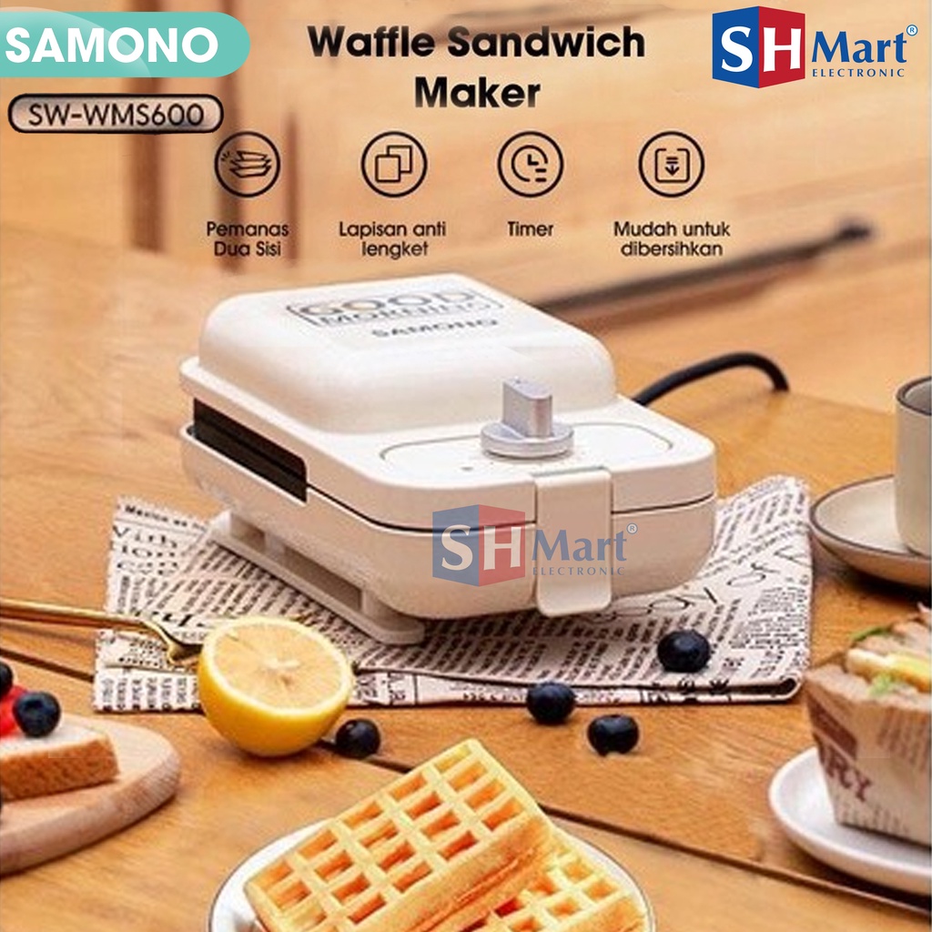 ALAT PEMBUAT WAFFLE ANTI LENGKET PEMANAS 2 SISI ANTI LICIN SW-WMS600 SAMONO