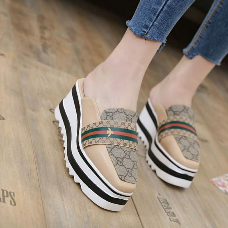 SEPATU SELOP BUSTONG GUCCI LEBAH BEE STELLA SANTAI WANITA MURAH LUCU IMPORT