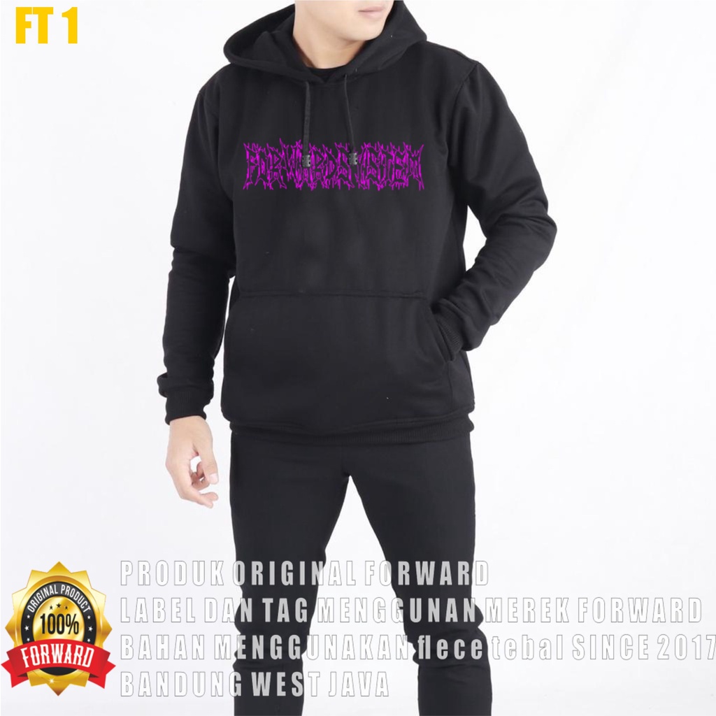 FORWARD SYSTEM - Sweater Hoodie Jumper Black &amp; Cream Motif Aesthetic Pria Bahan Katun Fleece Premium Lanzclothing FT1